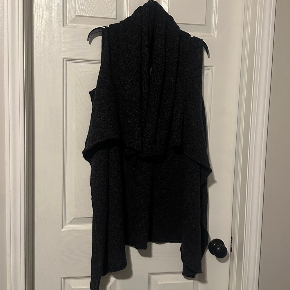 Souchi 100% Cashmere Charcoal Gray Draped Open Front Cardigan size medium
